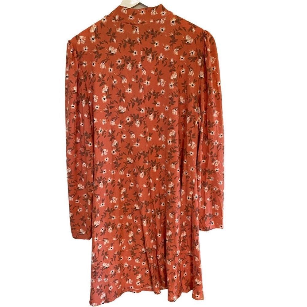 SO Plus size XXL floral rust color orange long sleeve cowl neck dress prairie La - Picture 6 of 7
